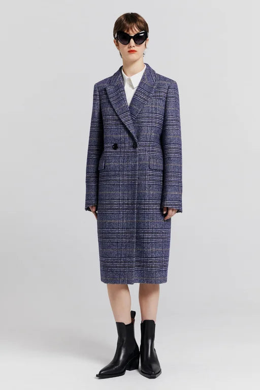 Karen Walker Acreage Double Breasted Coat - Wool - Navy