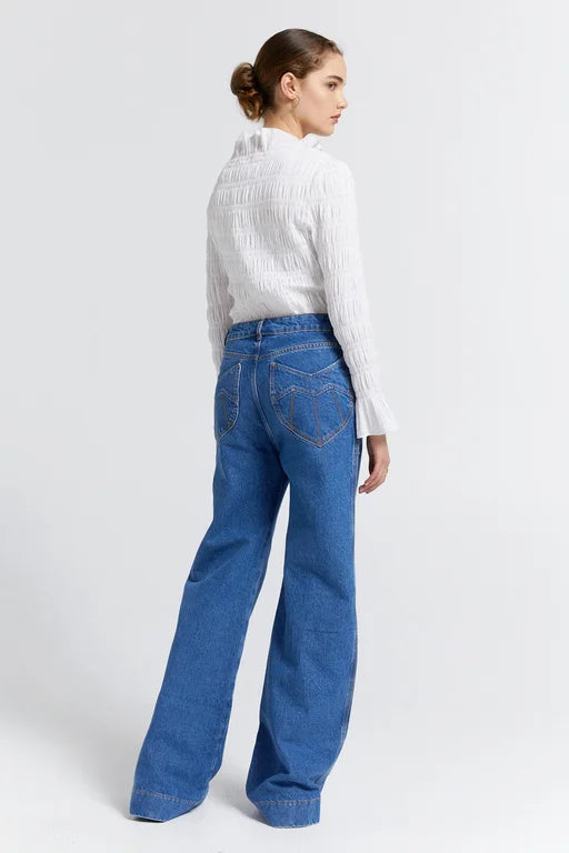 Karen Walker Outland Denim Mod Flared Jeans - Washed Denim