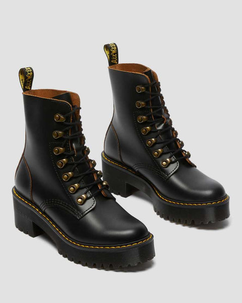 Dr. Martens Leona 7 Hook Boot Black Vintage Smooth is this