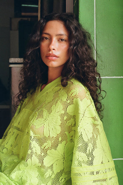 Kinga Csilla Nova Lace Onyx Tee - Citron