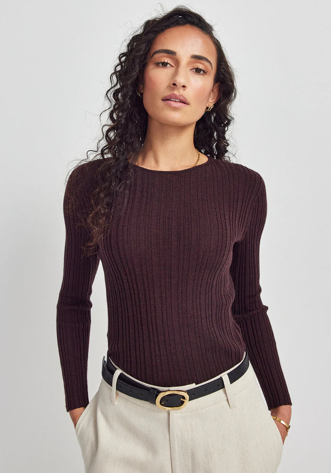 Untouched World Ella Rib Top - Noirberry