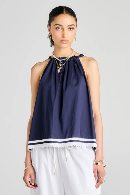 Karen Walker Scout Bow Back Top - Navy