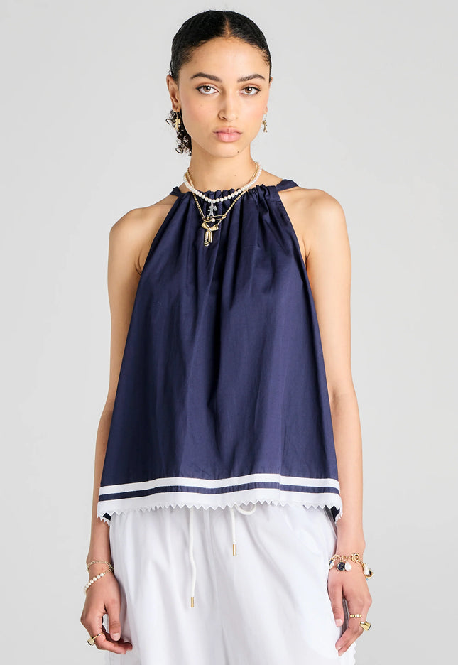 Karen Walker Scout Bow Back Top - Navy