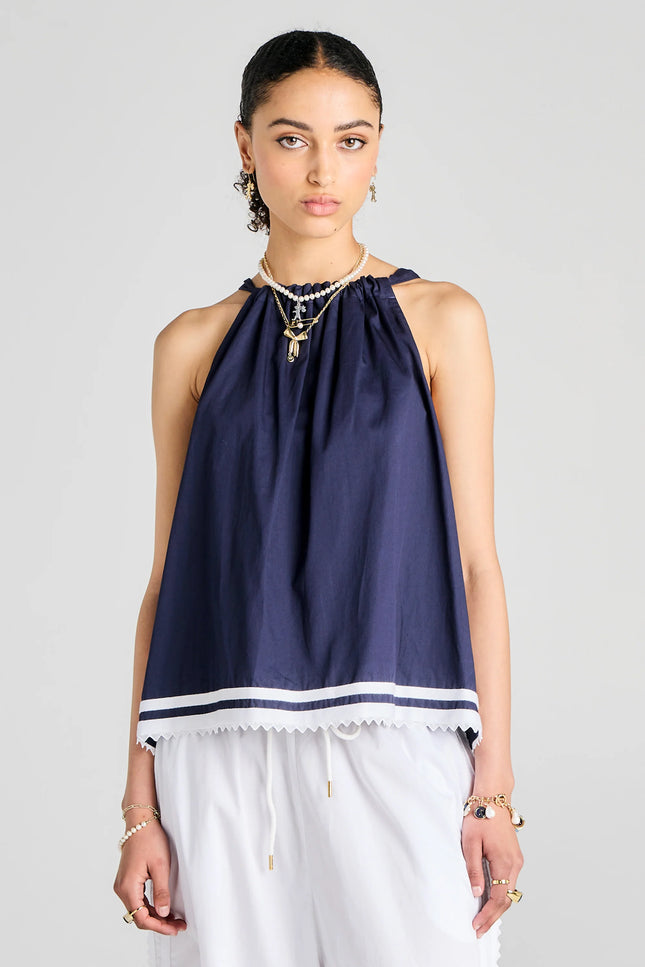 Karen Walker Scout Bow Back Top - Navy