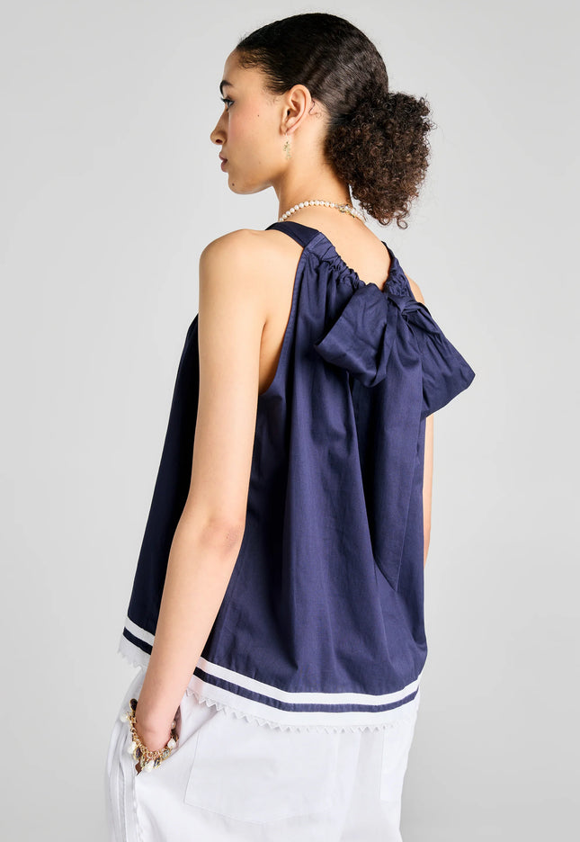 Karen Walker Scout Bow Back Top - Navy