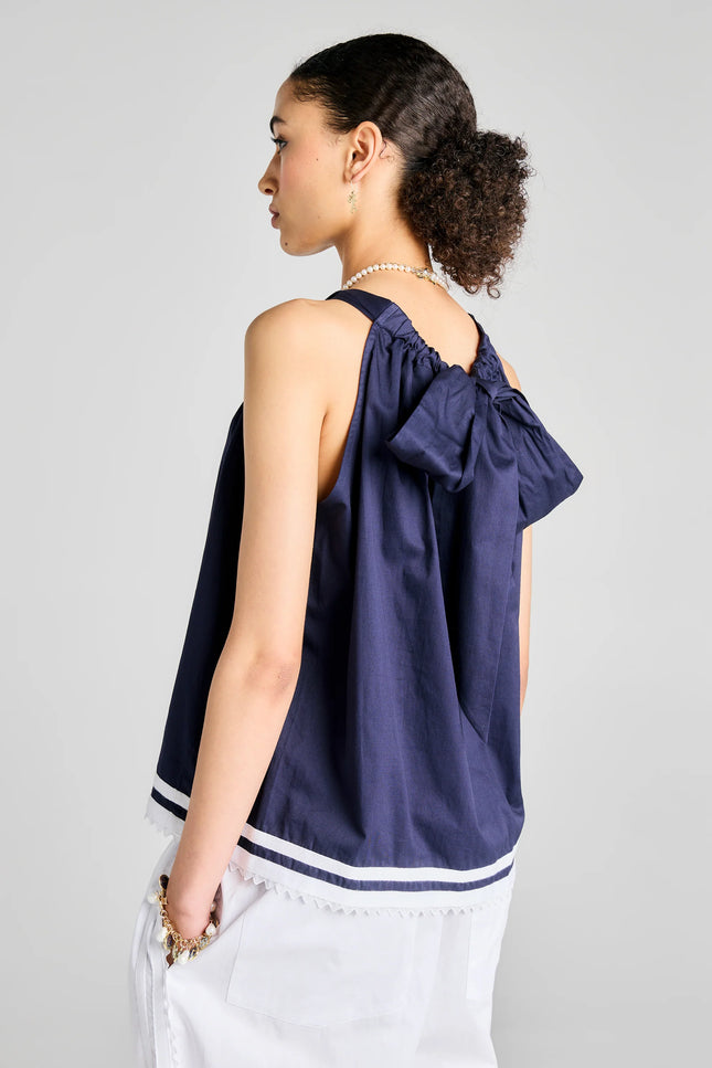 Karen Walker Scout Bow Back Top - Navy