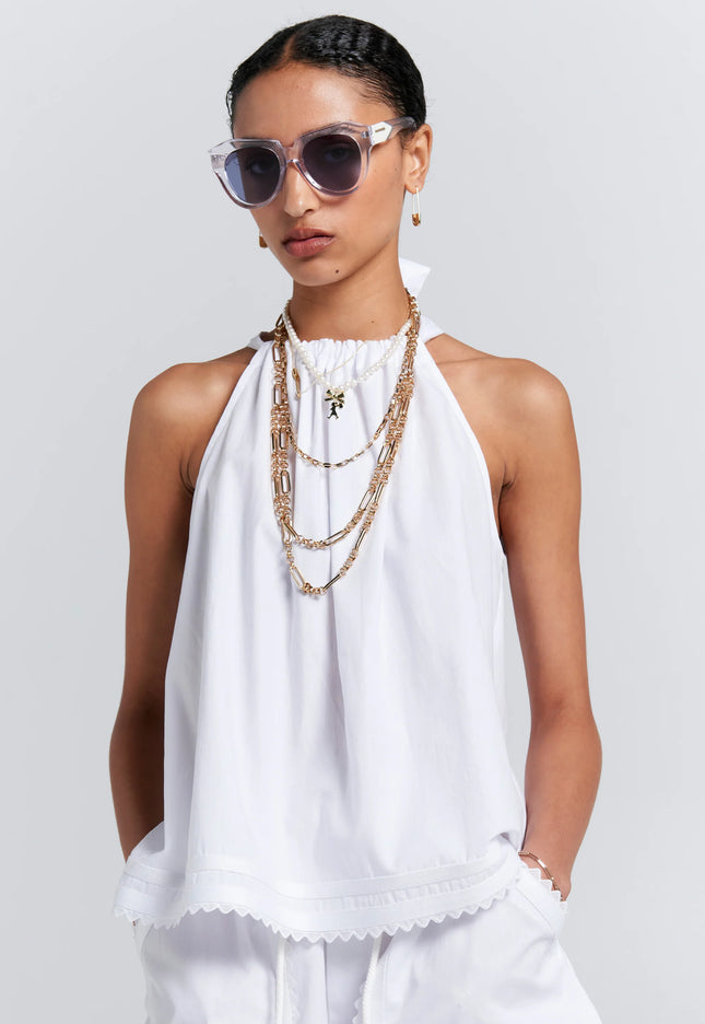 Karen Walker Scout Bow Back Top - White