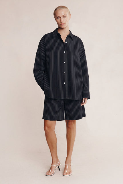 Marle Mella Shirt - Black Pin Stripe