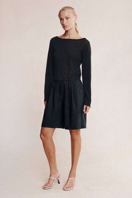 Marle Nara Short - Black Pin Stripe