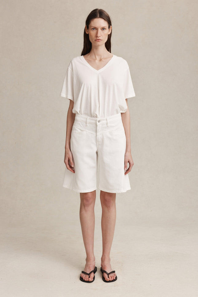 Marle Cross Stitch Jean Short - Blanc