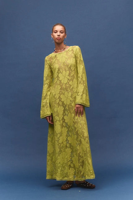 Kinga Csilla Nova Lace Cherry Maxi Dress - Citron
