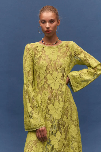 Kinga Csilla Nova Lace Cherry Maxi Dress - Citron
