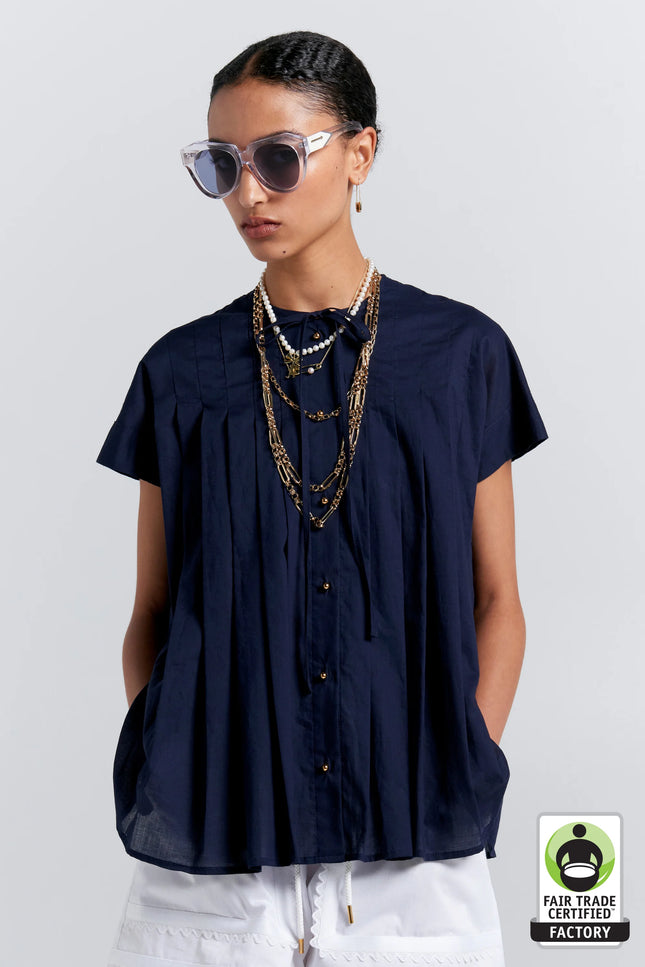 Karen Walker Furrow Sleeveless Shirt - Navy