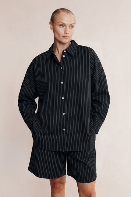 Marle Mella Shirt - Black Pin Stripe