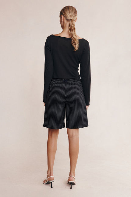 Marle Nara Short - Black Pin Stripe