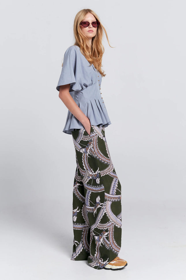 Karen Walker Frontier Trousers - Olive/Multi