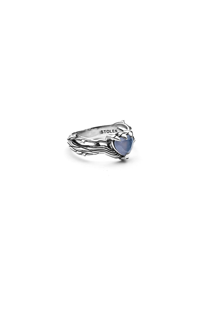 Stolen Girlfriends Club Twisted Heart Ring - Silver Blue Lace Agate