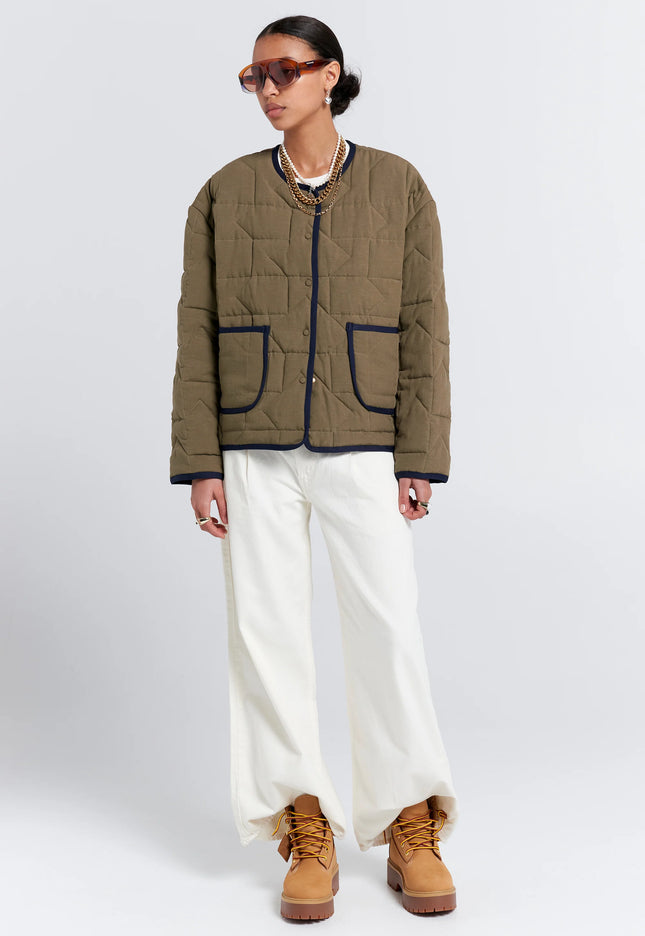 Karen Walker - Quilted Drift Jacket - Khaki/Navy