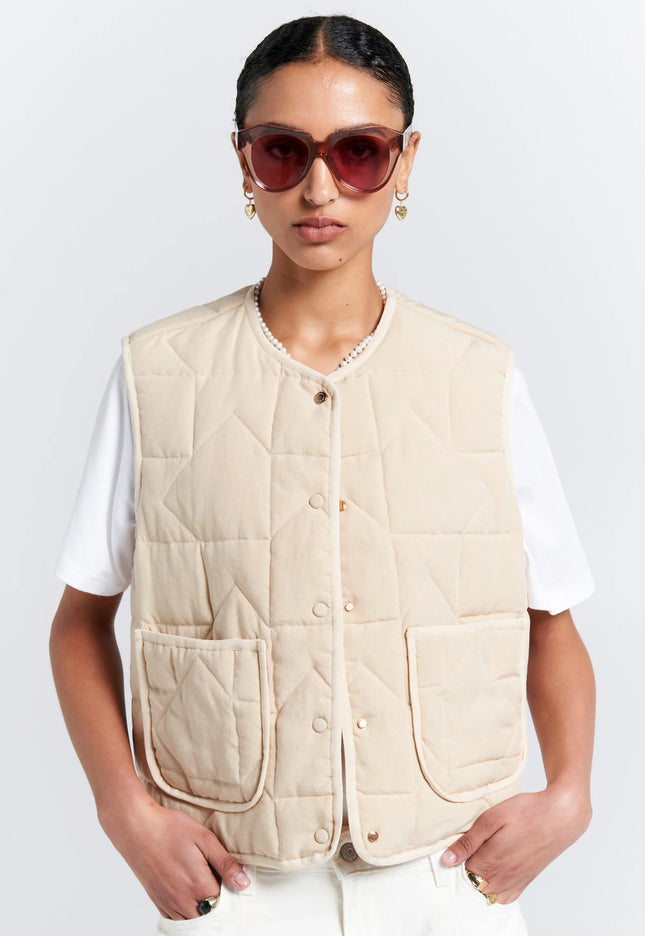 Karen Walker Quilted Drift Vest - Natural