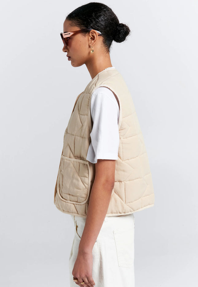 Karen Walker Quilted Drift Vest - Natural