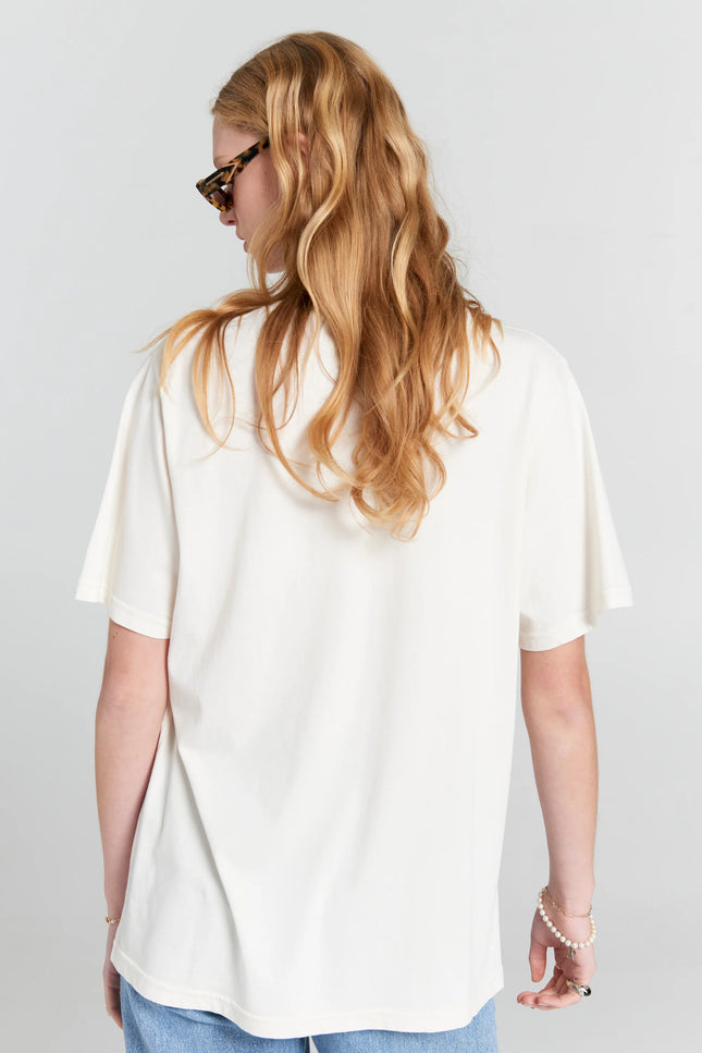Karen Walker Embroidered Runaway Girl Classic Organic Cotton T-Shirt - Ecru