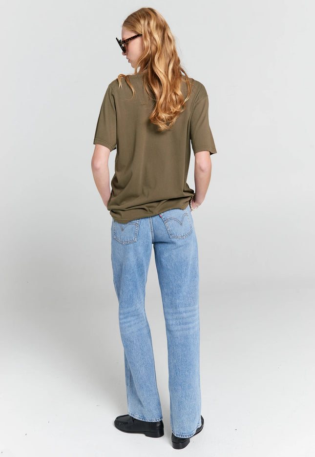 Karen Walker Embroidered Runaway Girl Classic Organic Cotton T-Shirt - Hunter Green