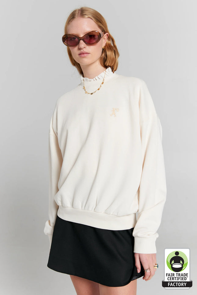 Karen Walker Runaway Girl Organic Cotton Crewneck Sweatshirt - Ecru