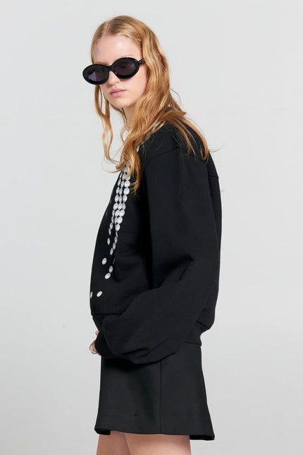 Karen Walker Broken Pearls Crewneck Sweatshirt - Black