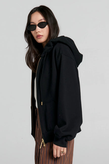 Karen Walker Runaway College Cropped Oversized Hoodie - Black