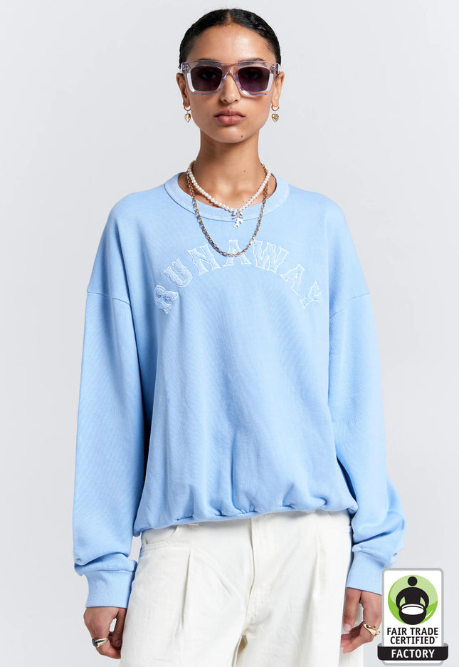 Karen Walker Runaway College Organic Cotton Crewneck Sweatshirt - Blue