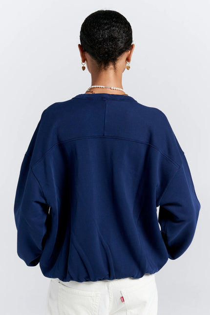 Karen Walker Runaway College Organic Cotton Crewneck Sweatshirt - Navy