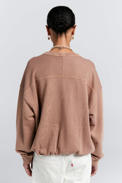 Karen Walker Runaway College Organic Cotton Crewneck Sweatshirt - Taupe