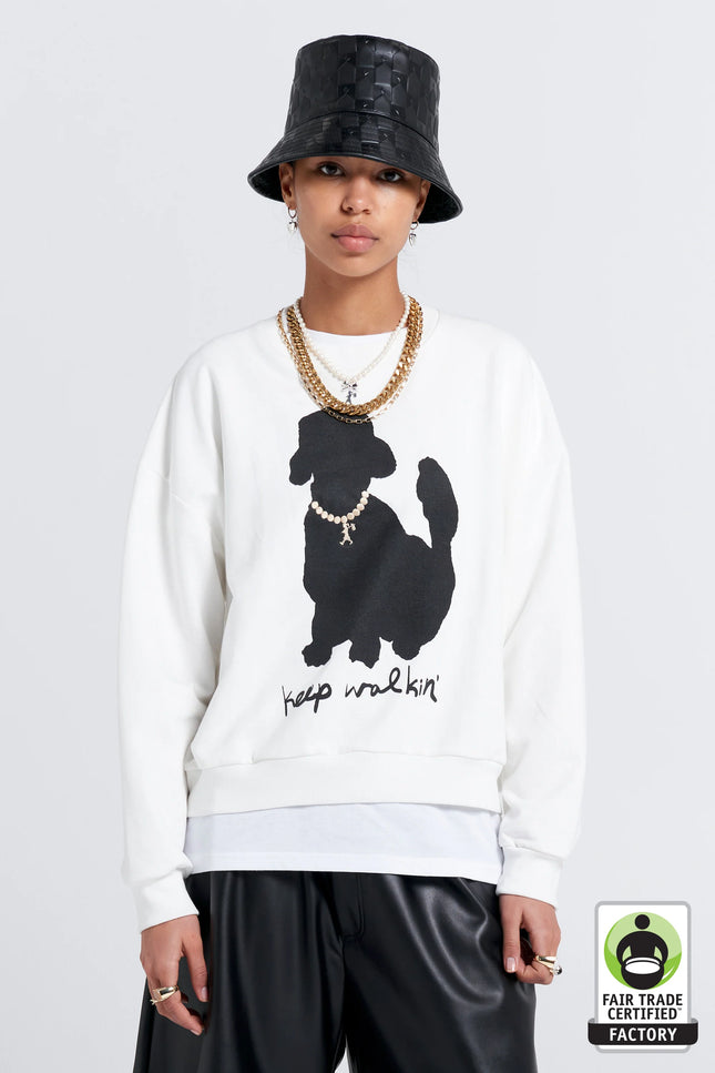 Karen Walker Keep Walkin Organic Cotton Crewneck Sweatshirt - Off White