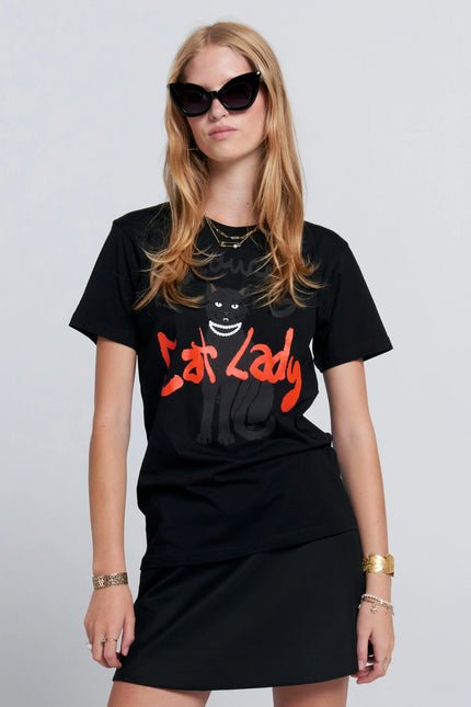Karen Walker Cat Lady Organic Cotton T-Shirt - Black
