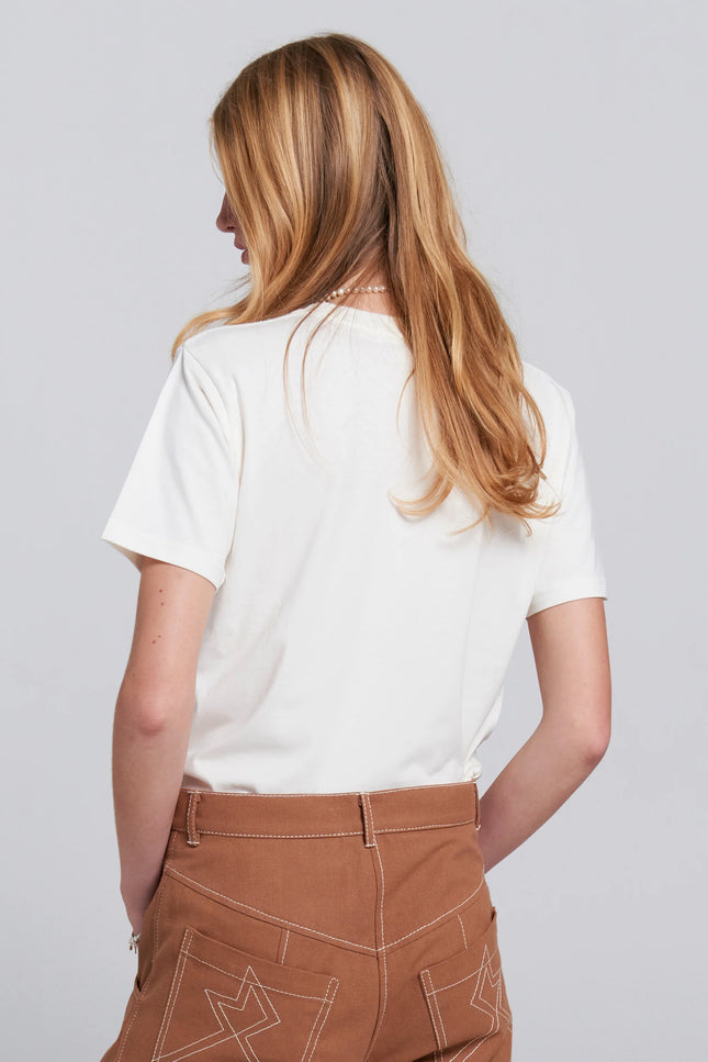 Karen Walker Runaway Carousel Organic Cotton T-Shirt - Ecru/Tangerine