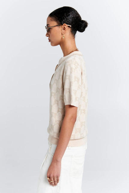 Karen Walker Monogram Knit Polo - Sand Multi
