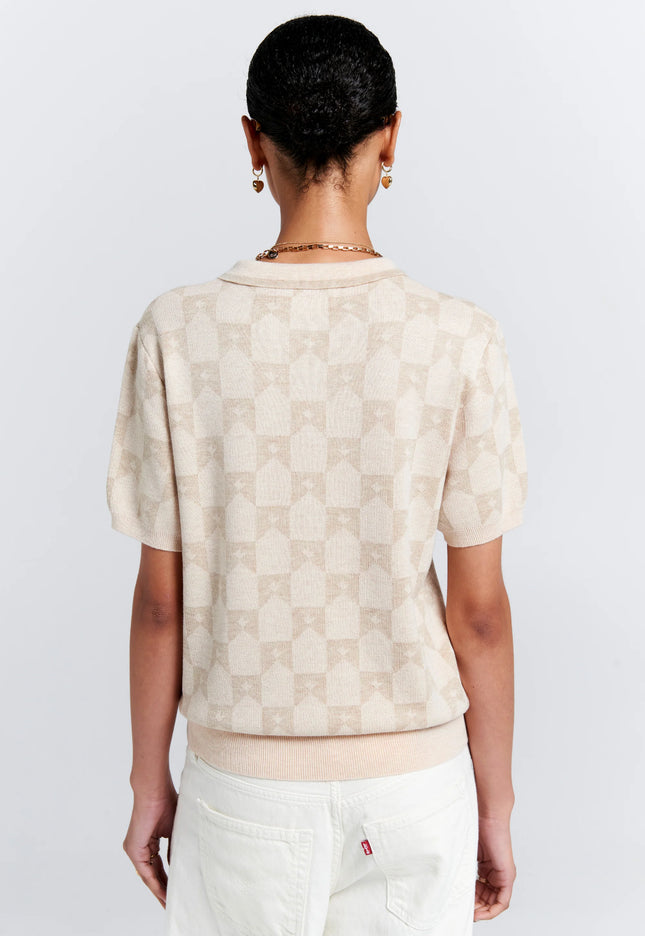 Karen Walker Monogram Knit Polo - Sand Multi