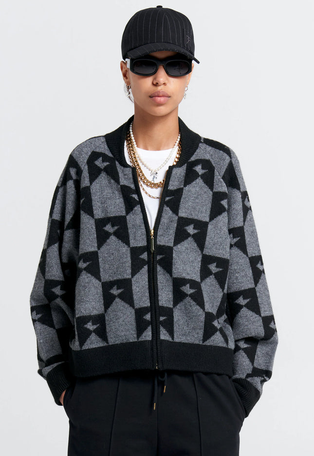 Karen Walker Monogram Knit Bomber - Black