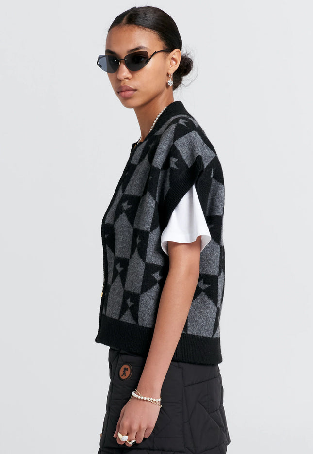 Karen Walker Monogram Knit Vest - Black