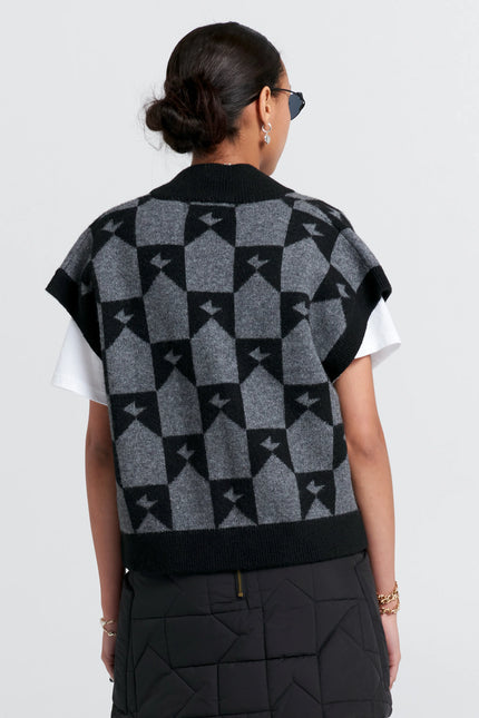 Karen Walker Monogram Knit Vest - Black