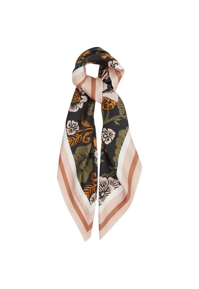 Karen Walker Woodblock Floral Classic Scarf - Black