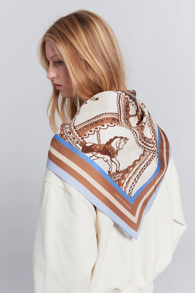 Karen Walker Carousel Classic Silk Scarf - Cream/Multi