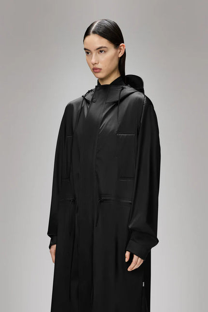 Rains Bold Longest Jacket  - Black