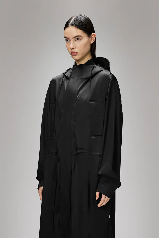 Rains Bold Longest Jacket  - Black