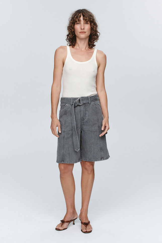 Marle Belted Jean Short ~ Stone