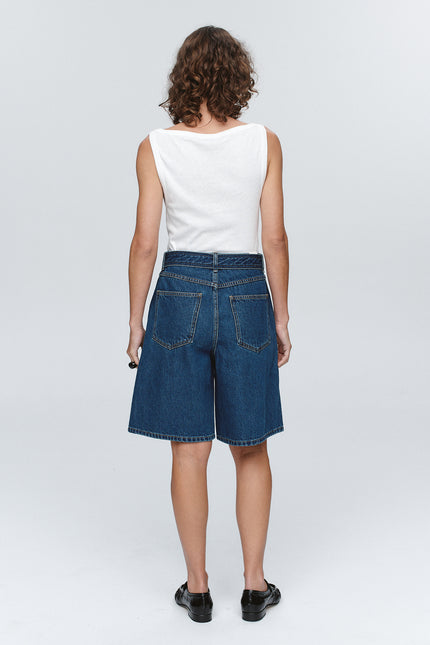 Marle Belted Jean Short ~ Washed Indigo
