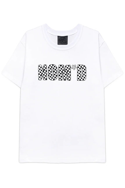 NOM*d Checkerboard Tee -White with Black Stencil