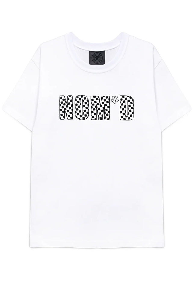 NOM*d Checkerboard Tee -White with Black Stencil