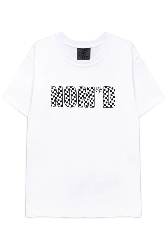 NOM*d Checkerboard Tee -White with Black Stencil