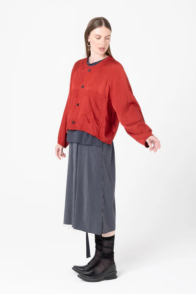 Company of Strangers Hyatt Jacket - Shiny Viscose Twill - Brick